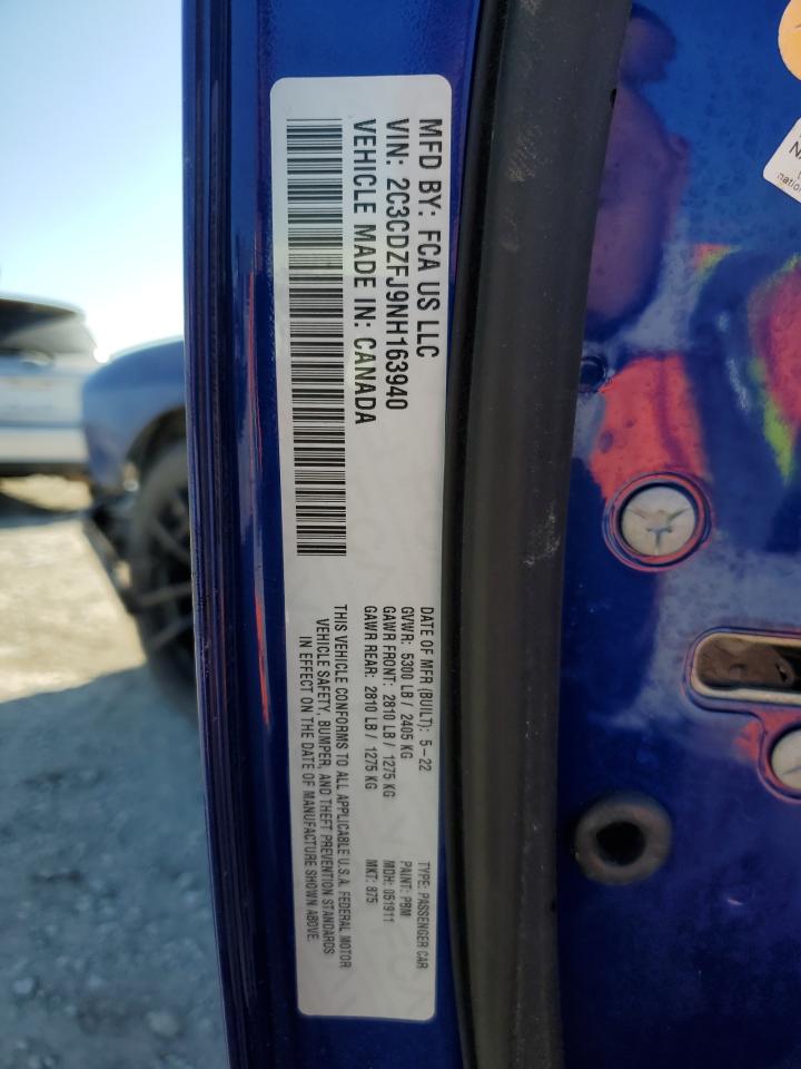 2022 DODGE CHALLENGER R/T SCAT PACK VIN:2C3CDZFJ9NH163940