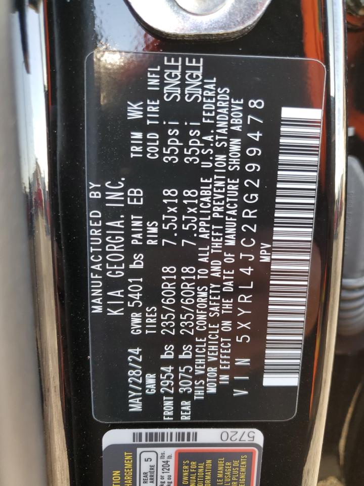 2024 KIA SORENTO S VIN:5XYRL4JC2RG299478