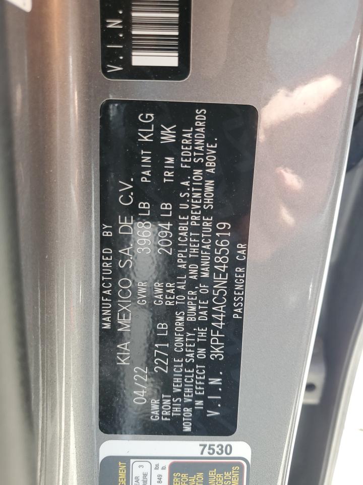 2022 KIA FORTE GT VIN:3KPF44AC5NE485619