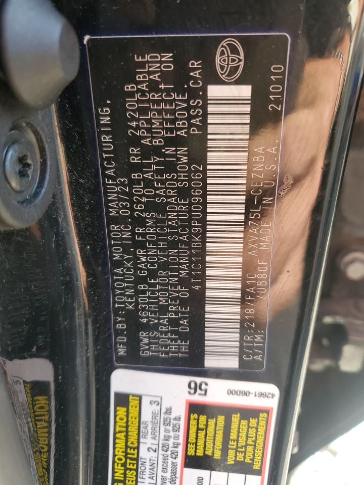 2023 TOYOTA CAMRY LE VIN:4T1C11BK9PU096062