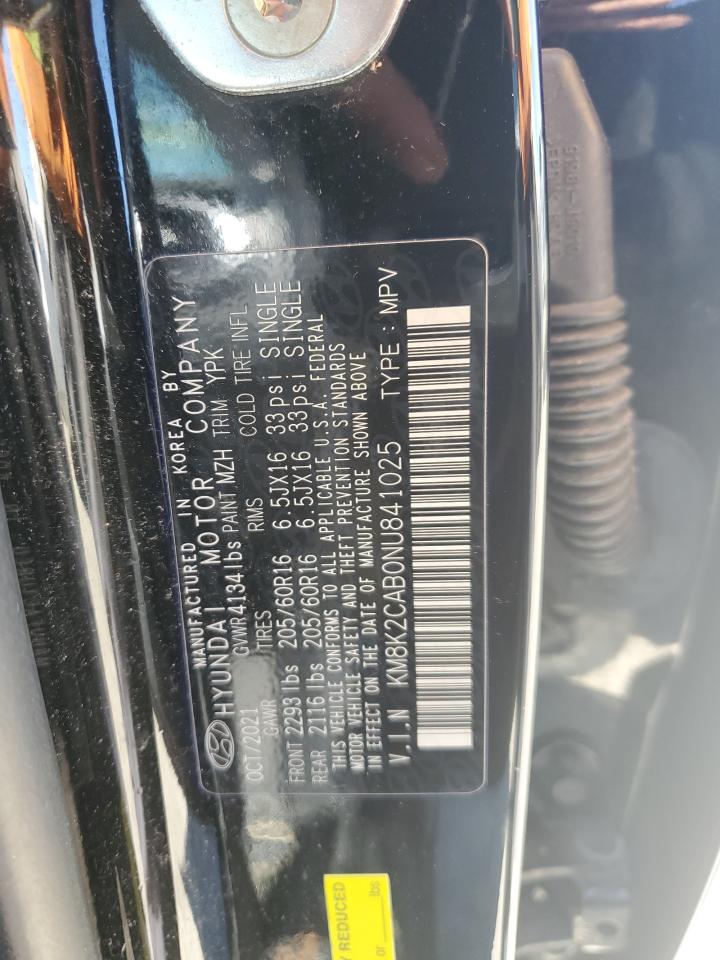 2022 HYUNDAI KONA SEL VIN:KM8K2CAB0NU841025
