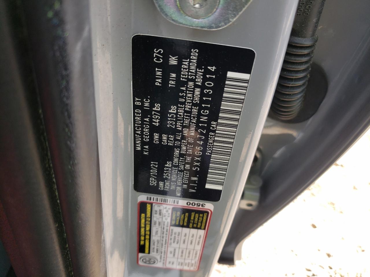 2022 KIA K5 GT LINE VIN:5XXG64J21NG113014