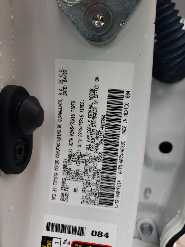 2022 TOYOTA TACOMA DOUBLE CAB VIN:3TYAZ5CN8NT018950