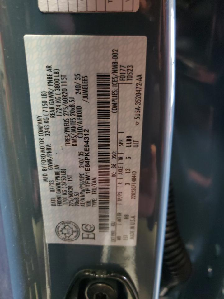 2023 FORD F150 SUPERCREW VIN:1FTFW1E84PKE94312