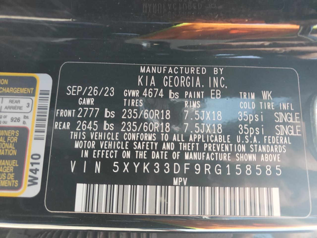2024 KIA SPORTAGE EX VIN:5XYK33DF9RG158585