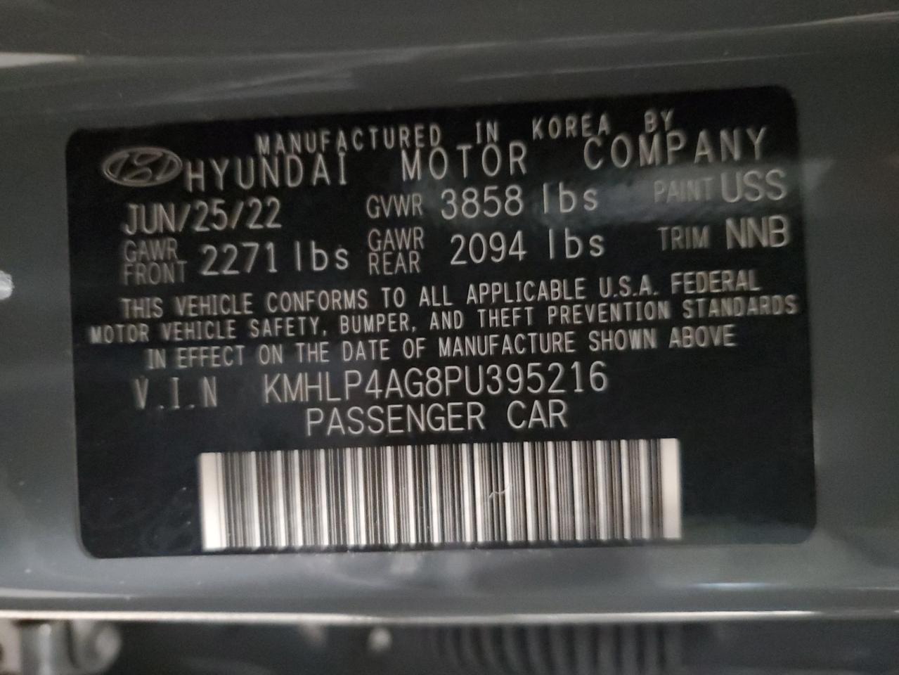 2023 HYUNDAI ELANTRA LIMITED VIN:KMHLP4AG8PU395216