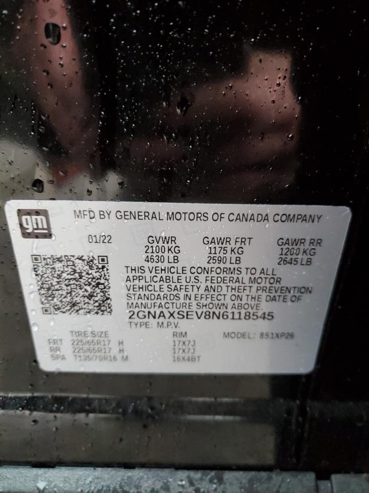 2022 CHEVROLET EQUINOX LS VIN:2GNAXSEV8N6118545