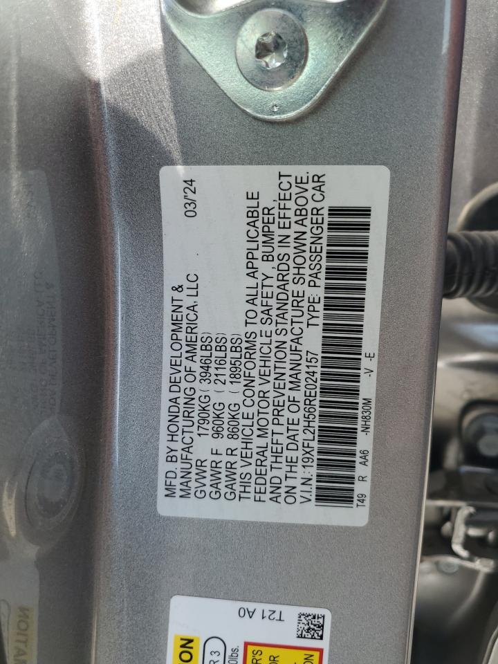 2024 HONDA CIVIC LX VIN:19XFL2H56RE024157