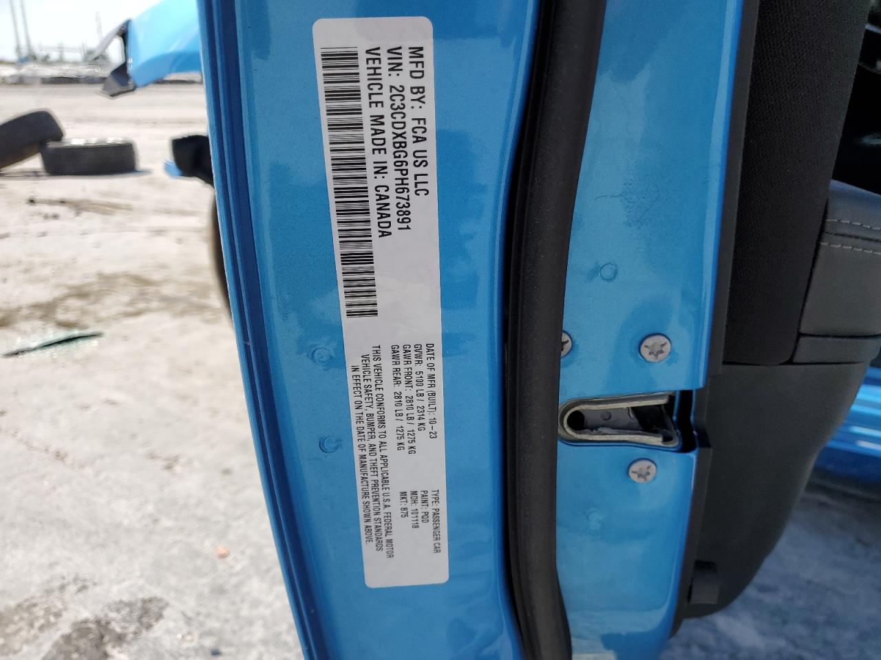 2023 DODGE CHARGER SXT VIN:2C3CDXBG6PH673891