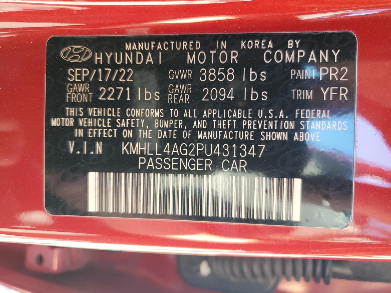 2023 HYUNDAI ELANTRA SE VIN:KMHLL4AG2PU431347