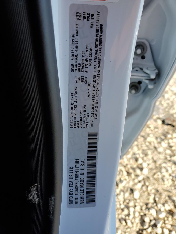 2024 RAM 1500 LARAMIE VIN:1C6SRFJT6RN117101