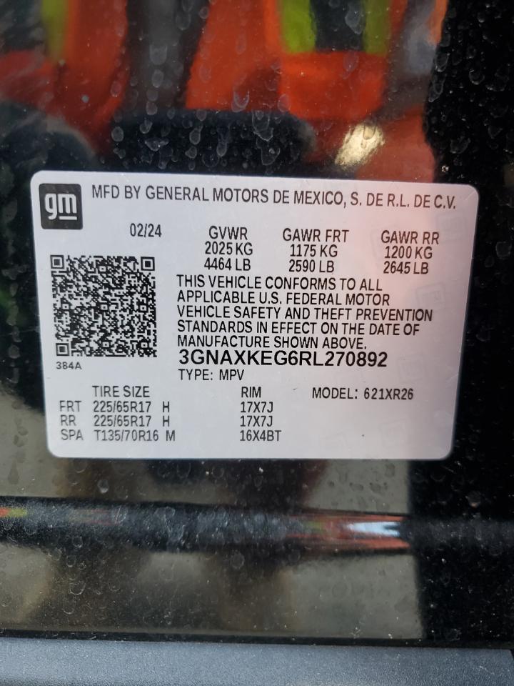 2024 CHEVROLET EQUINOX LT VIN:3GNAXKEG6RL270892