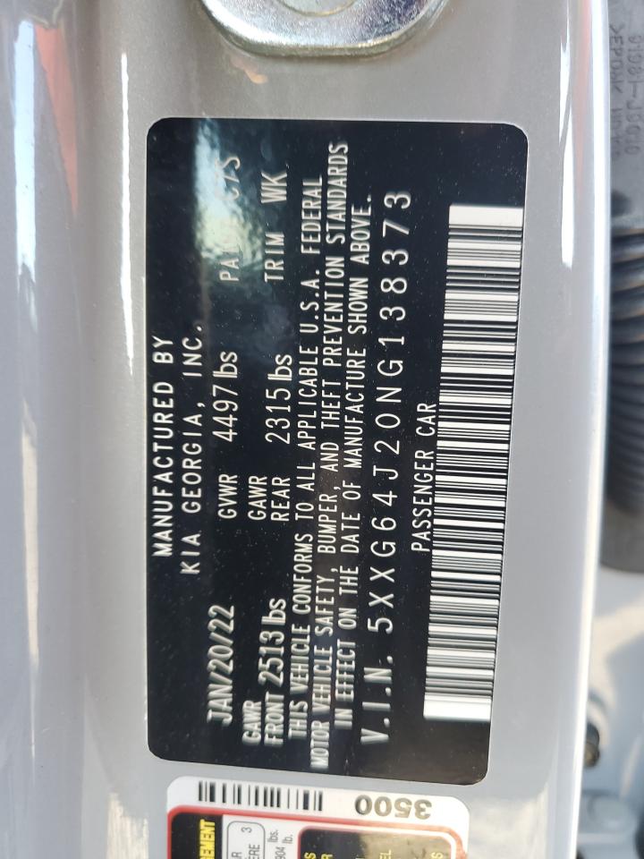 2022 KIA K5 GT LINE VIN:5XXG64J20NG138373