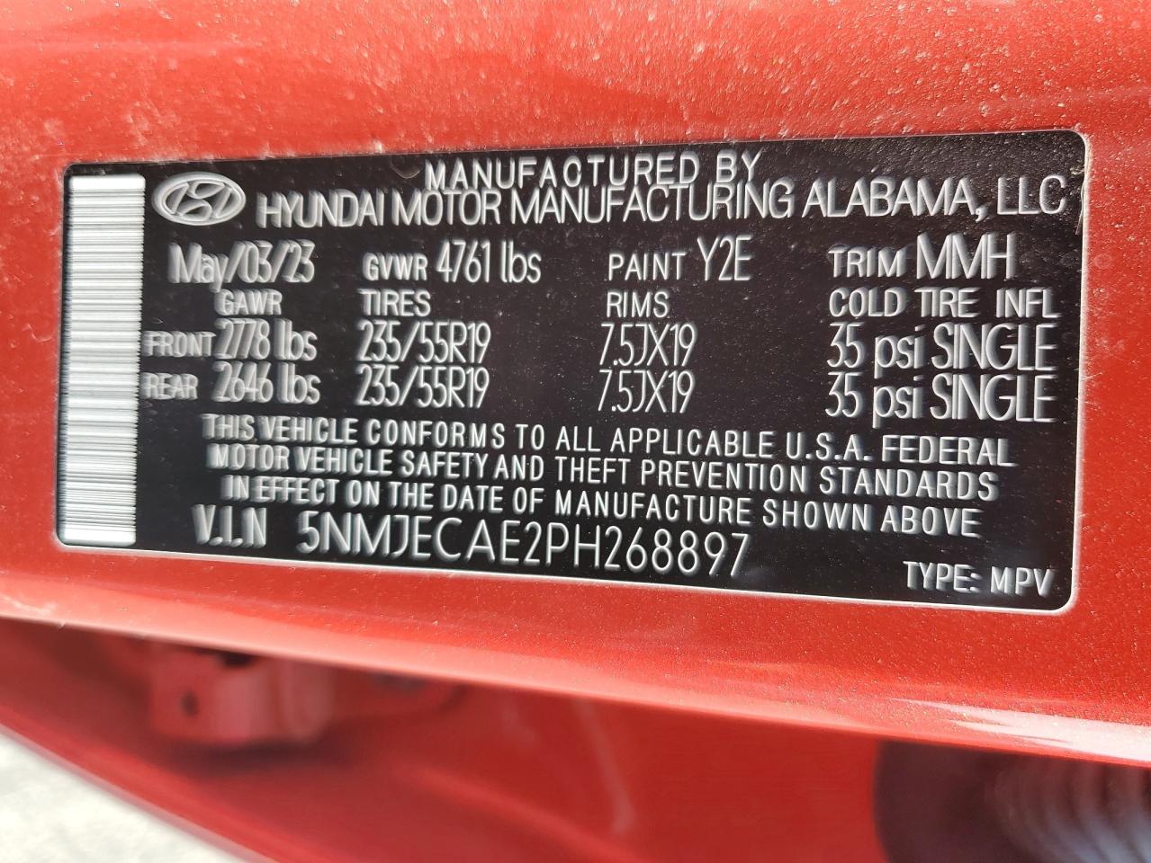 2023 HYUNDAI TUCSON LIMITED VIN:5NMJECAE2PH268897