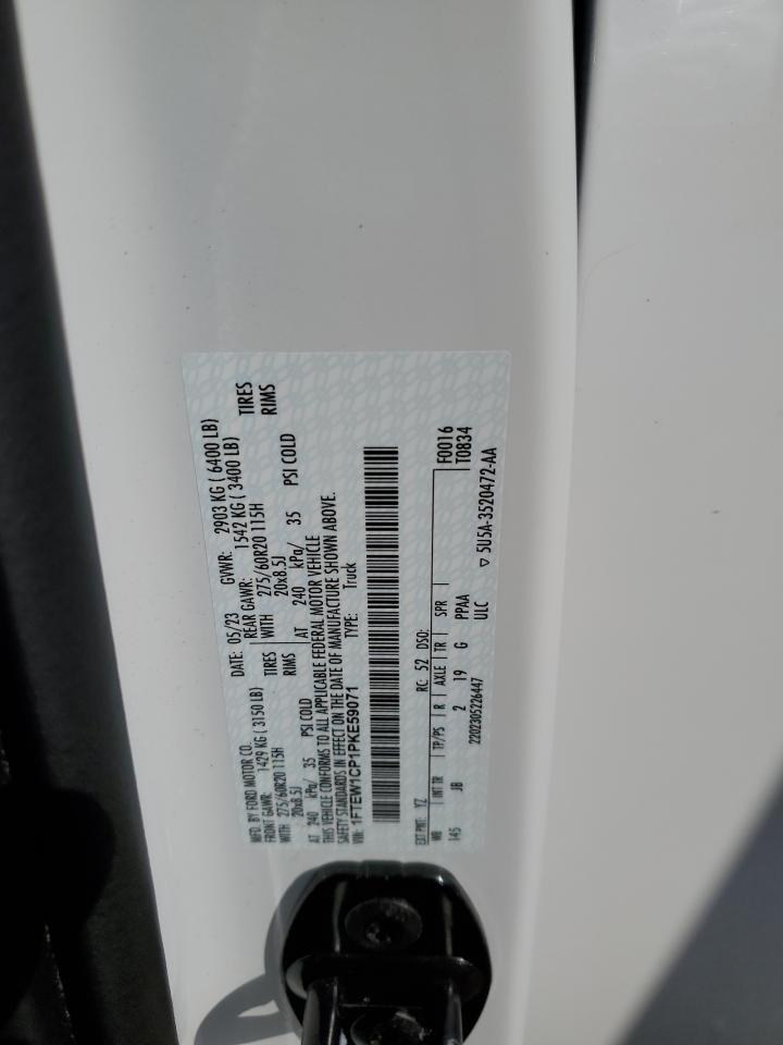 2023 FORD F150 SUPERCREW VIN:1FTEW1CP1PKE59071
