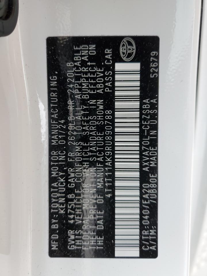 2024 TOYOTA CAMRY SE NIGHT SHADE VIN:4T1T11AK9RU890788