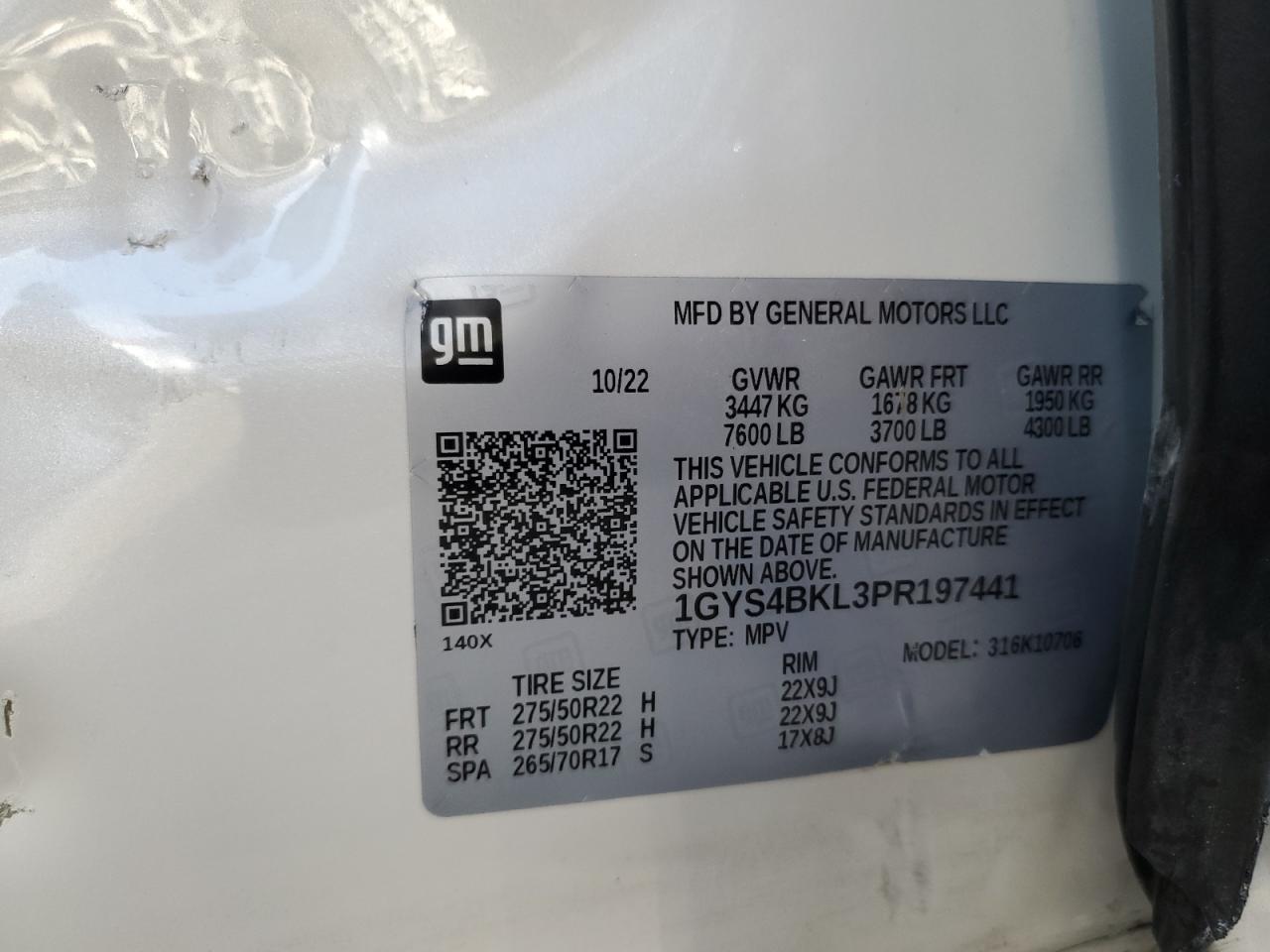 2023 CADILLAC ESCALADE PREMIUM LUXURY VIN:1GYS4BKL3PR197441