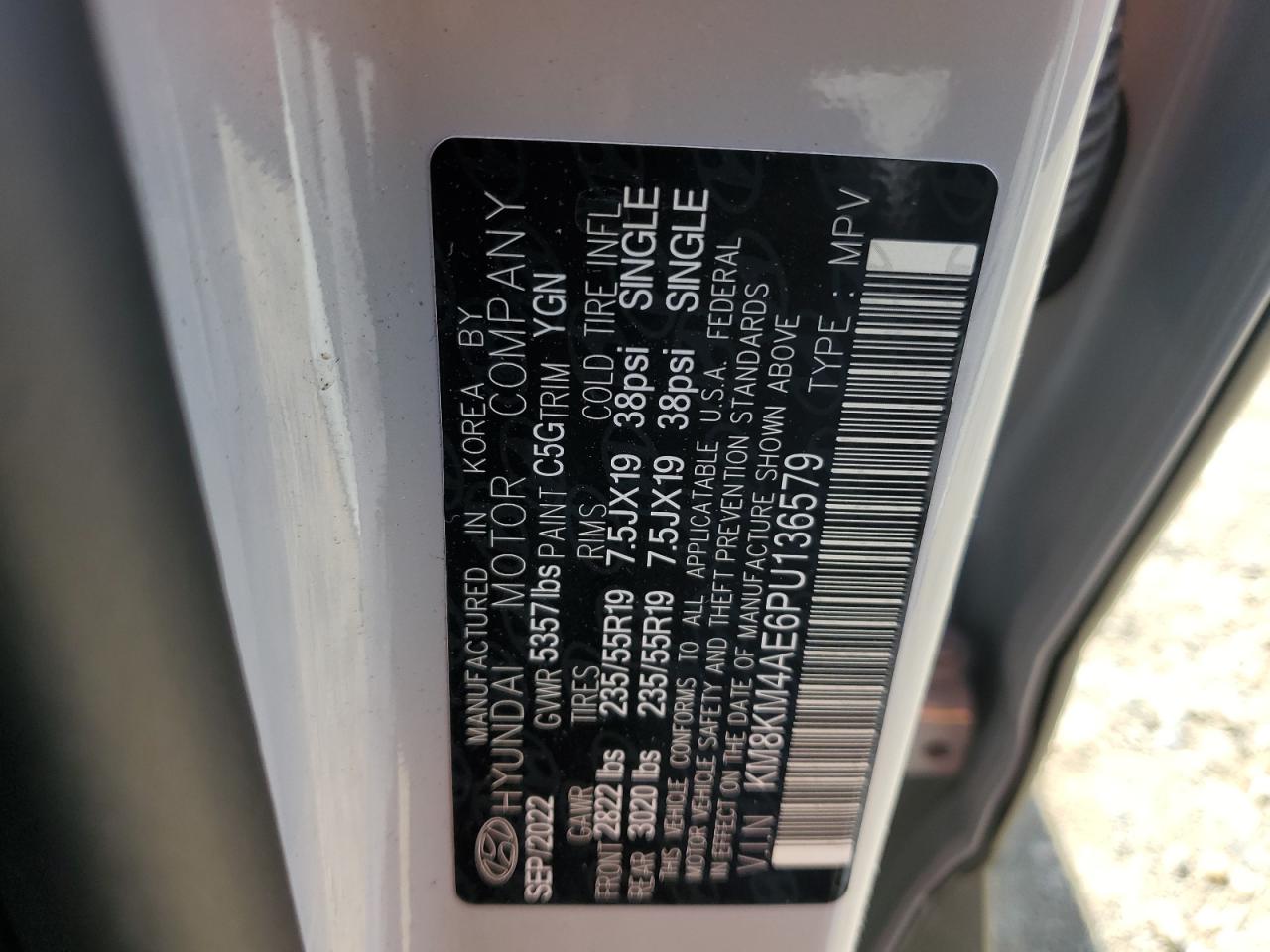 2023 HYUNDAI IONIQ 5 SE VIN:KM8KM4AE6PU136579