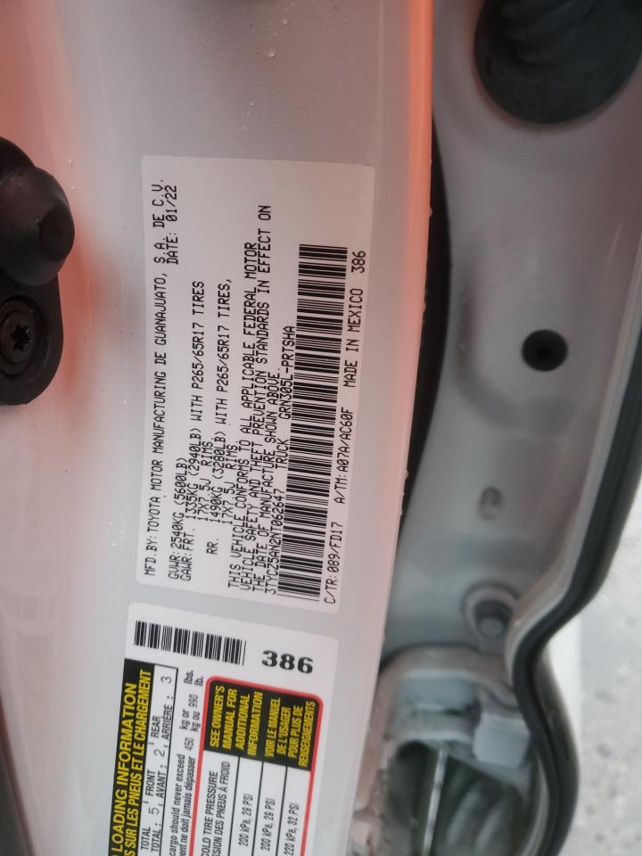 2022 TOYOTA TACOMA DOUBLE CAB VIN:3TYCZ5AN2NT062647