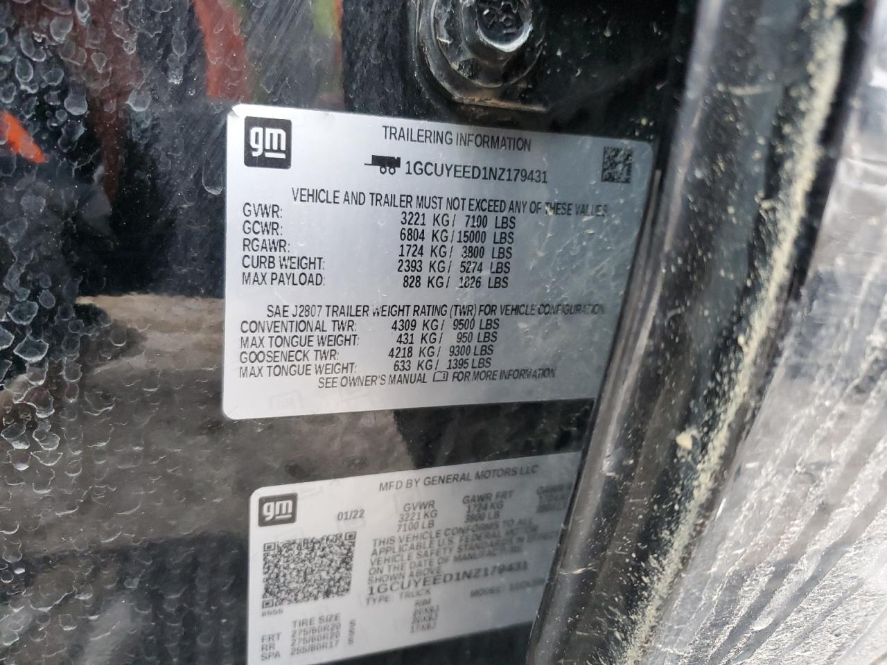 2022 CHEVROLET SILVERADO LTD K1500 RST VIN:1GCUYEED1NZ179431