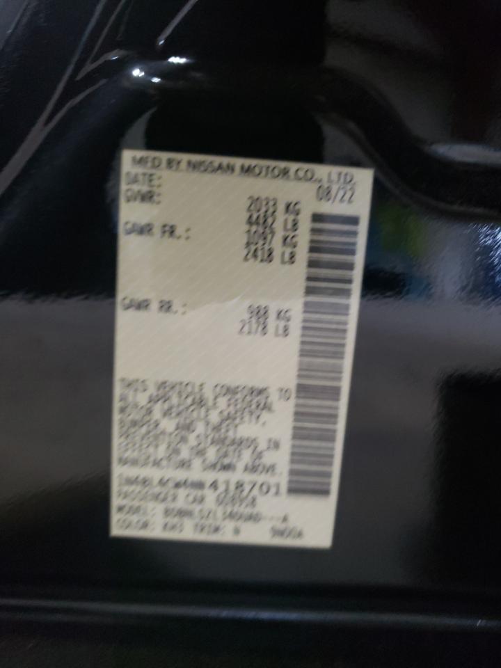 2022 NISSAN ALTIMA SR VIN:1N4BL4CW4NN418701