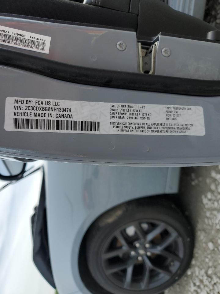 2022 DODGE CHARGER SXT VIN:2C3CDXBG8NH130474