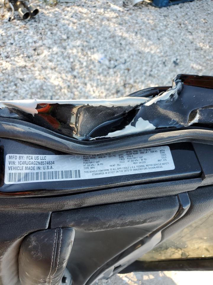 2022 JEEP GRAND CHEROKEE LAREDO VIN:1C4RJGAG2N8574634