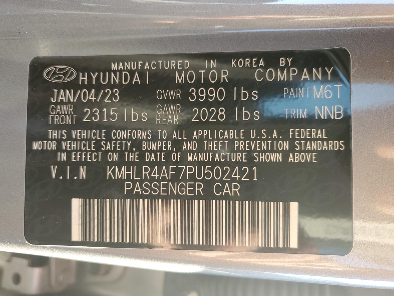 2023 HYUNDAI ELANTRA N LINE VIN:KMHLR4AF7PU502421