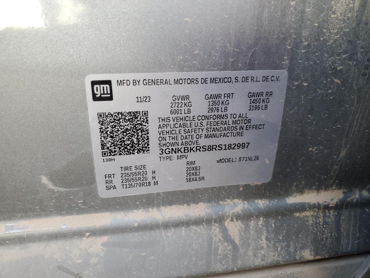 2024 CHEVROLET BLAZER RS VIN:3GNKBKRS8RS182997