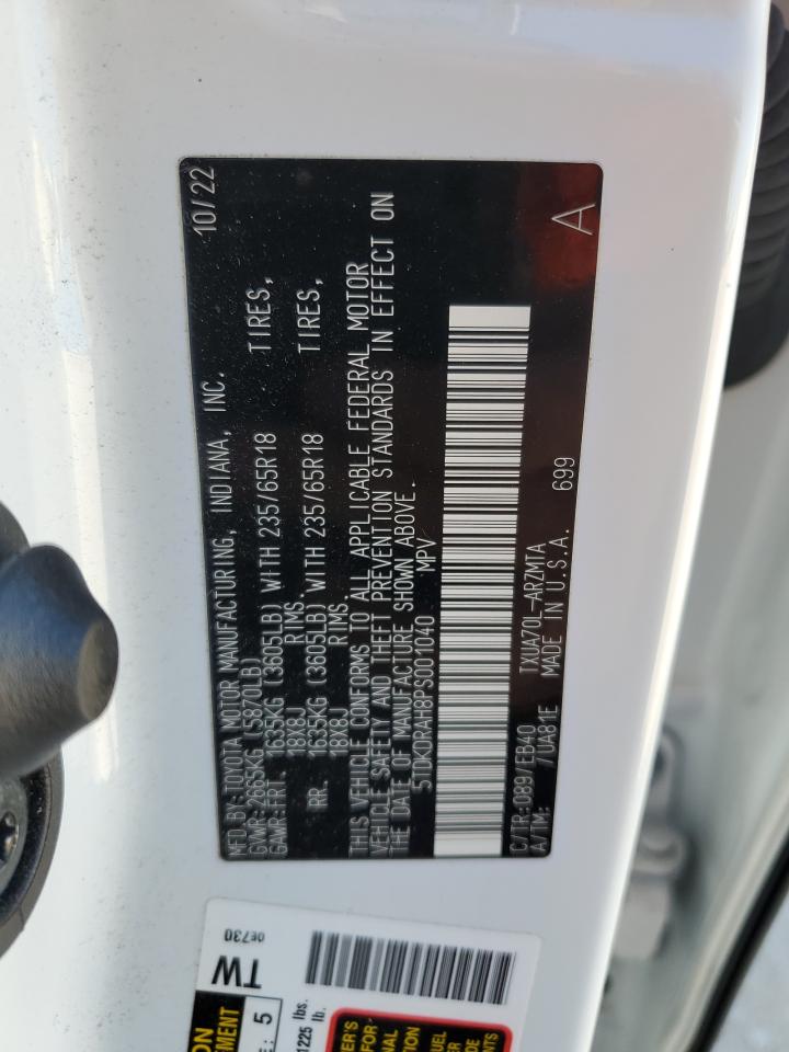 2023 TOYOTA HIGHLANDER L VIN:5TDKDRAH8PS001040