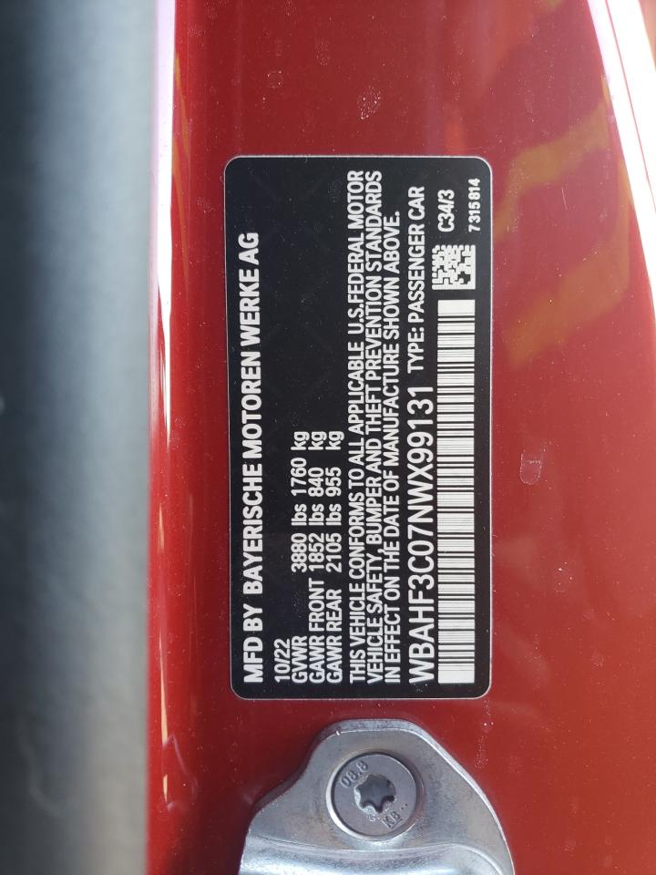 2022 BMW Z4 SDRIVE30I VIN:WBAHF3C07NWX99131