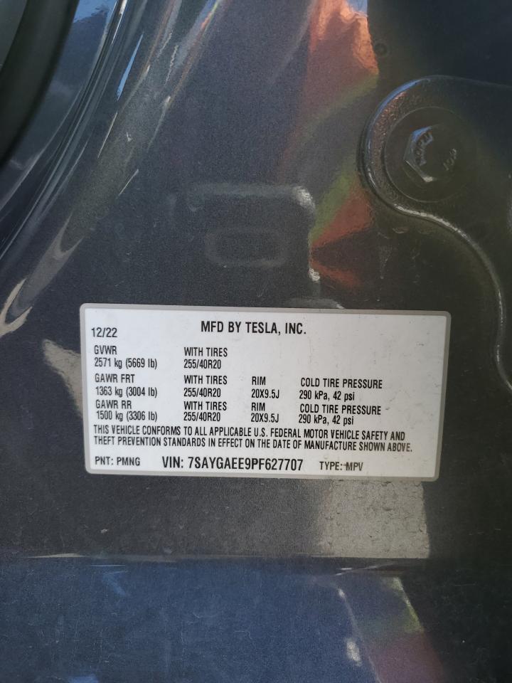2023 TESLA MODEL Y  VIN:7SAYGAEE9PF627707