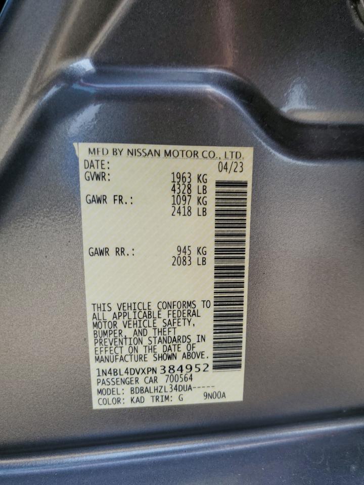 2023 NISSAN ALTIMA SV VIN:1N4BL4DVXPN384952