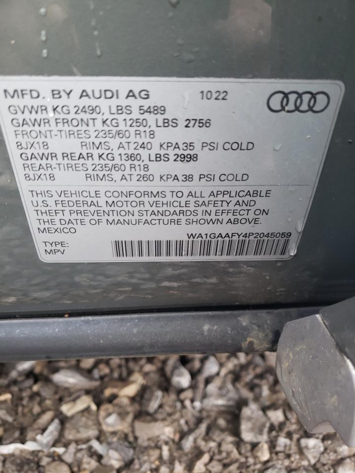 2023 AUDI Q5 PREMIUM 45 VIN:WA1GAAFY4P2045059