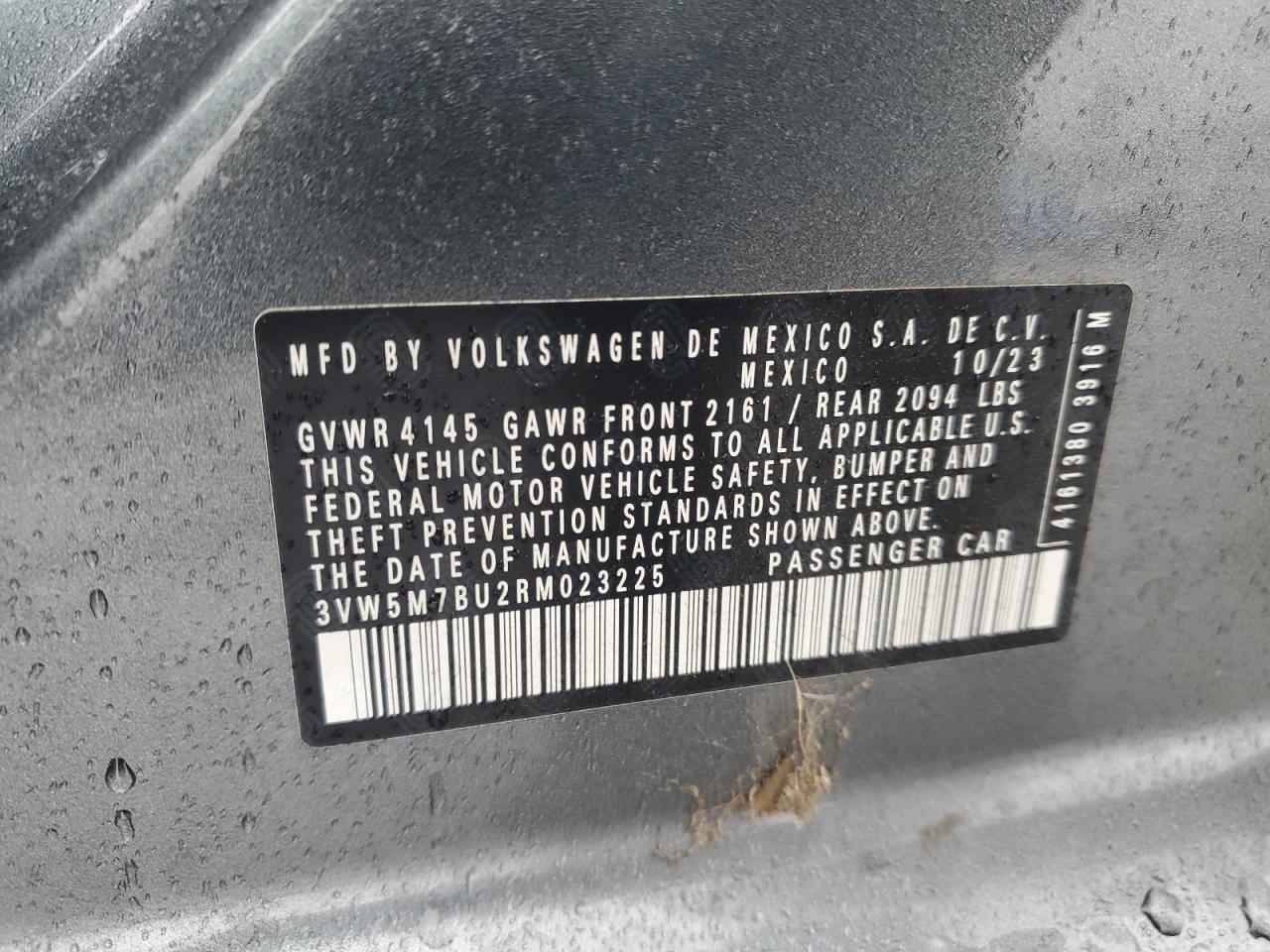 2024 VOLKSWAGEN JETTA S VIN:3VW5M7BU2RM023225