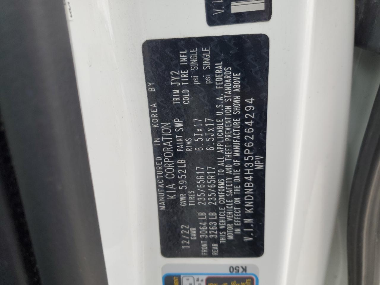 2023 KIA CARNIVAL LX VIN:KNDNB4H35P6264294