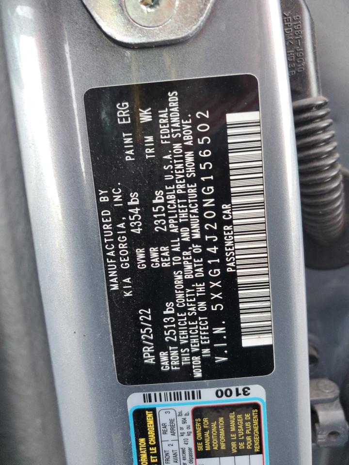 2022 KIA K5 LXS VIN:5XXG14J20NG156502