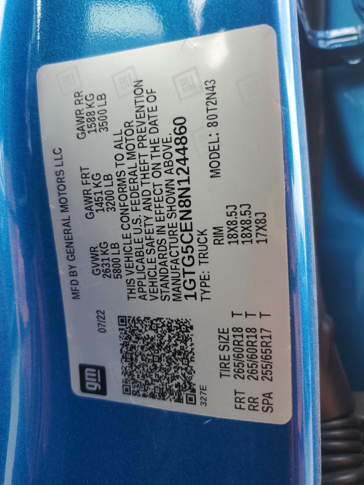 2022 GMC CANYON ELEVATION VIN:1GTG5CEN8N1244860