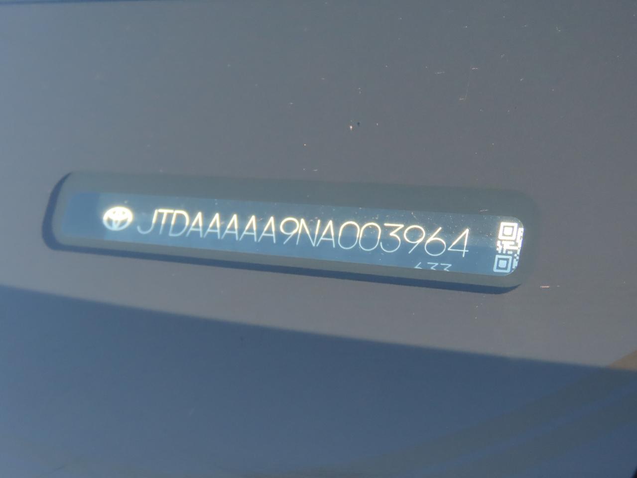 2022 TOYOTA MIRAI LE VIN:JTDAAAAA9NA003964