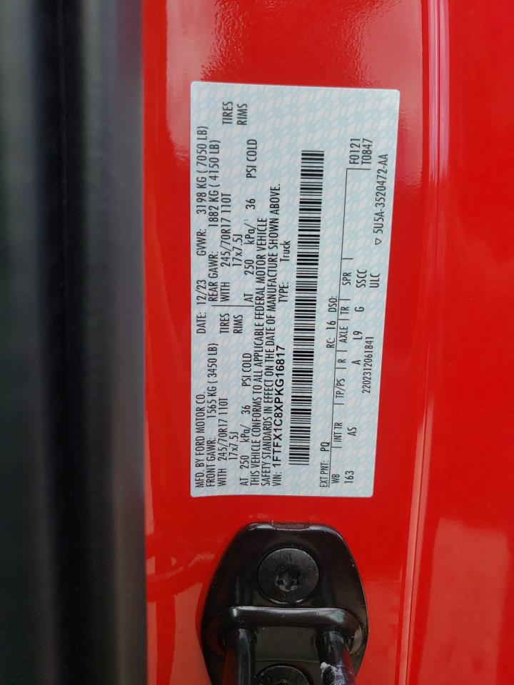 2023 FORD F150 SUPER CAB VIN:1FTFX1C8XPKG16817