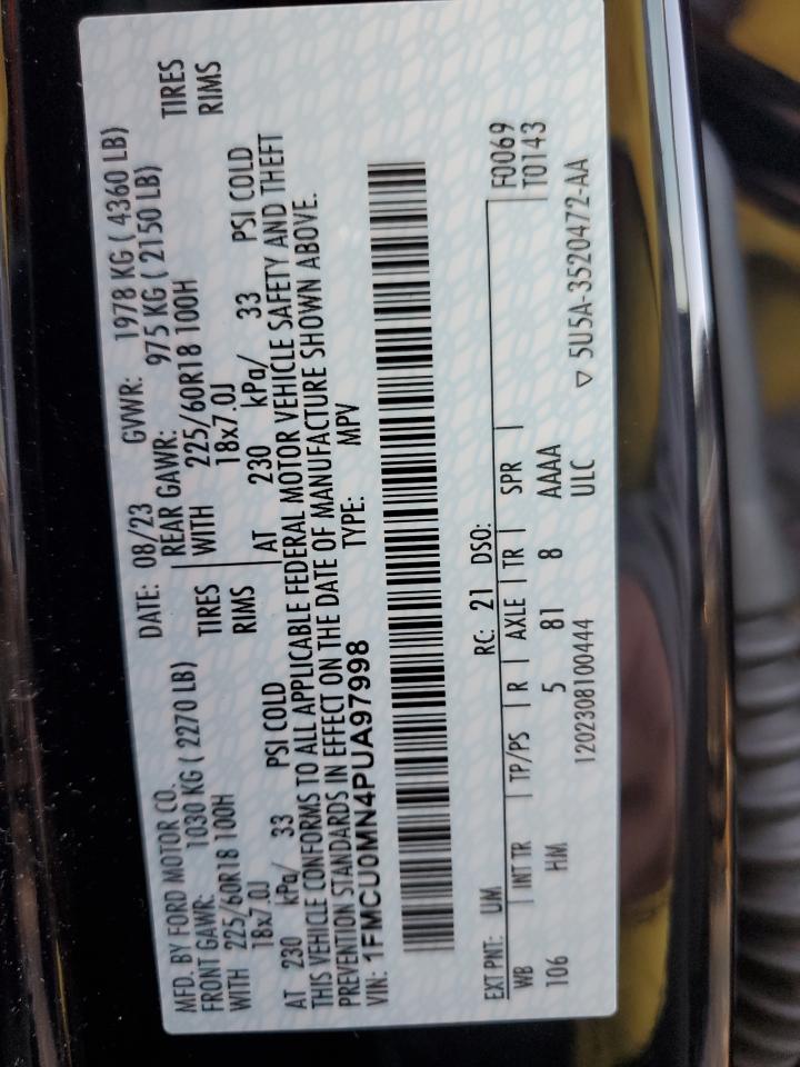 2023 FORD ESCAPE ST LINE VIN:1FMCU0MN4PUA97998