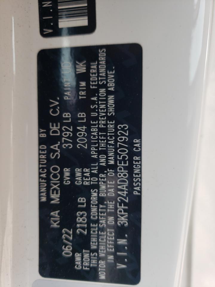 2023 KIA FORTE LX VIN:3KPF24AD8PE507923