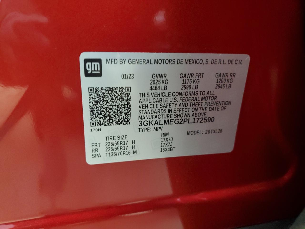 2023 GMC TERRAIN SLE VIN:3GKALMEG2PL172590