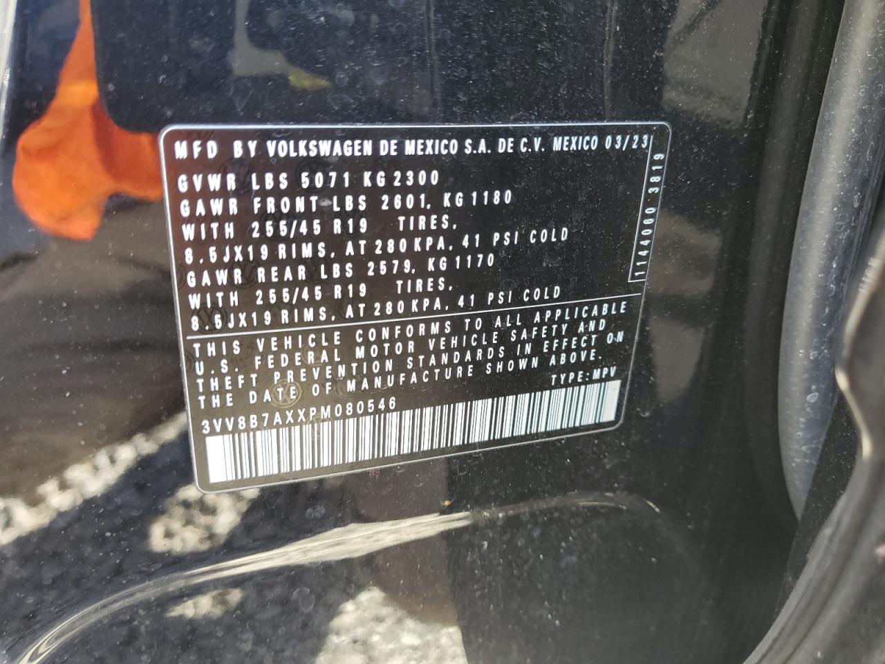 2023 VOLKSWAGEN TIGUAN SE R-LINE BLACK VIN:3VV8B7AXXPM080546