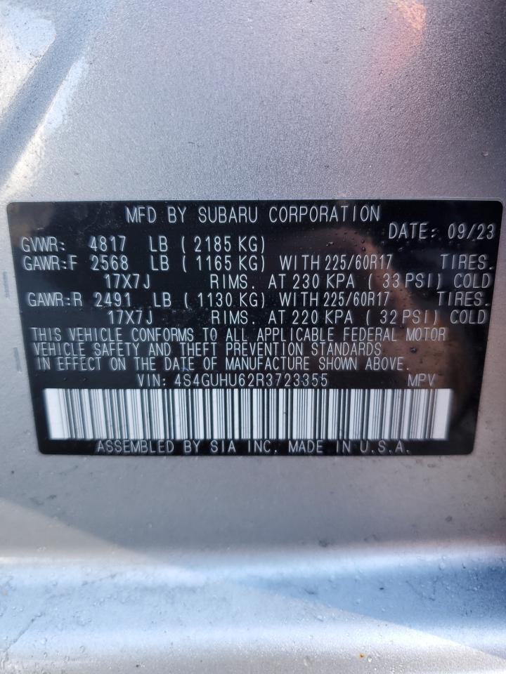 2024 SUBARU CROSSTREK WILDERNESS VIN:4S4GUHU62R3723355