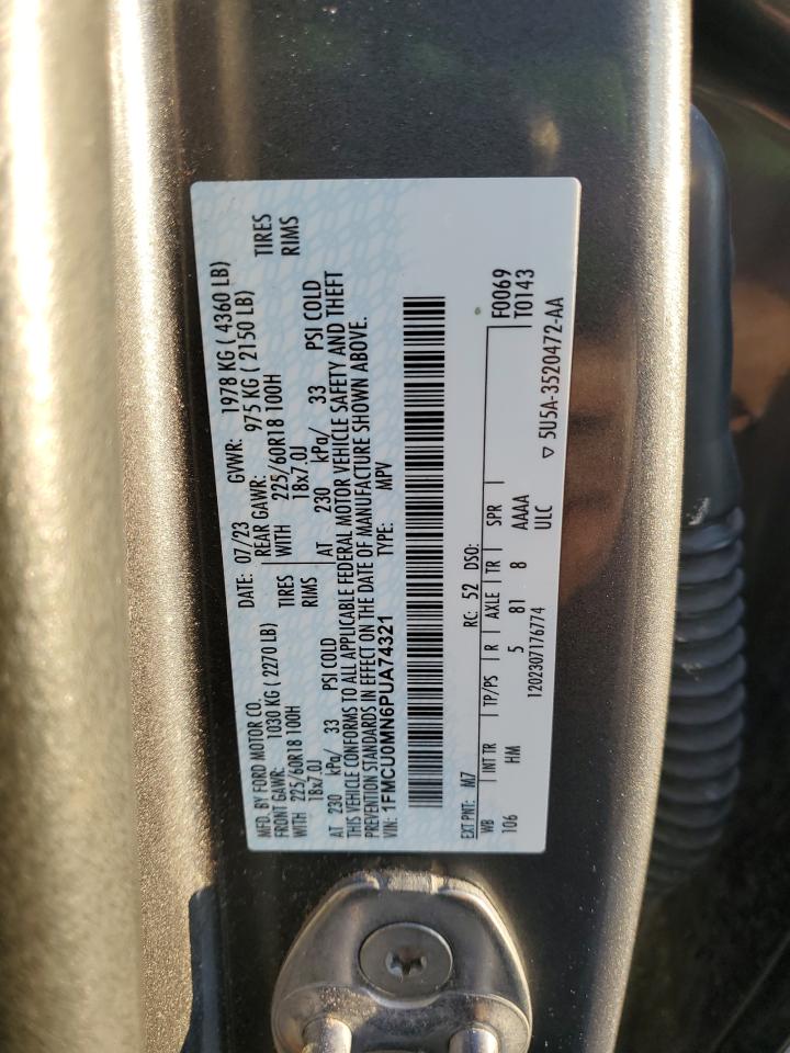2023 FORD ESCAPE ST LINE VIN:1FMCU0MN6PUA74321
