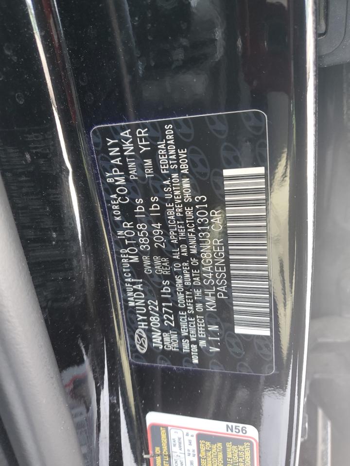 2022 HYUNDAI ELANTRA SEL VIN:KMHLS4AG8NU313013