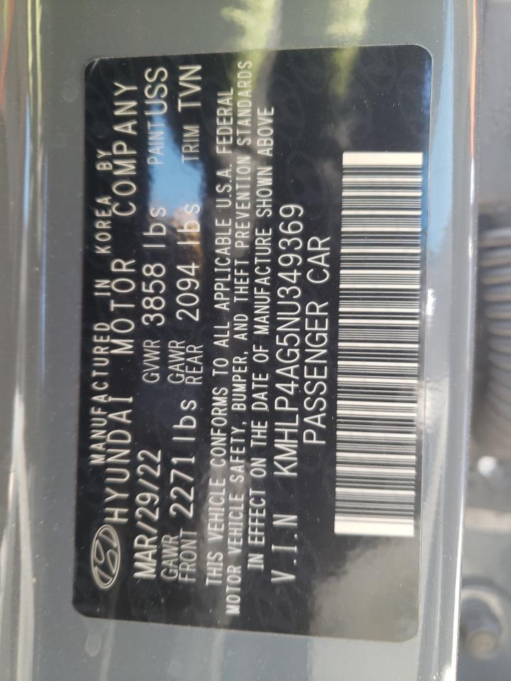 2022 HYUNDAI ELANTRA LIMITED VIN:KMHLP4AG5NU349369