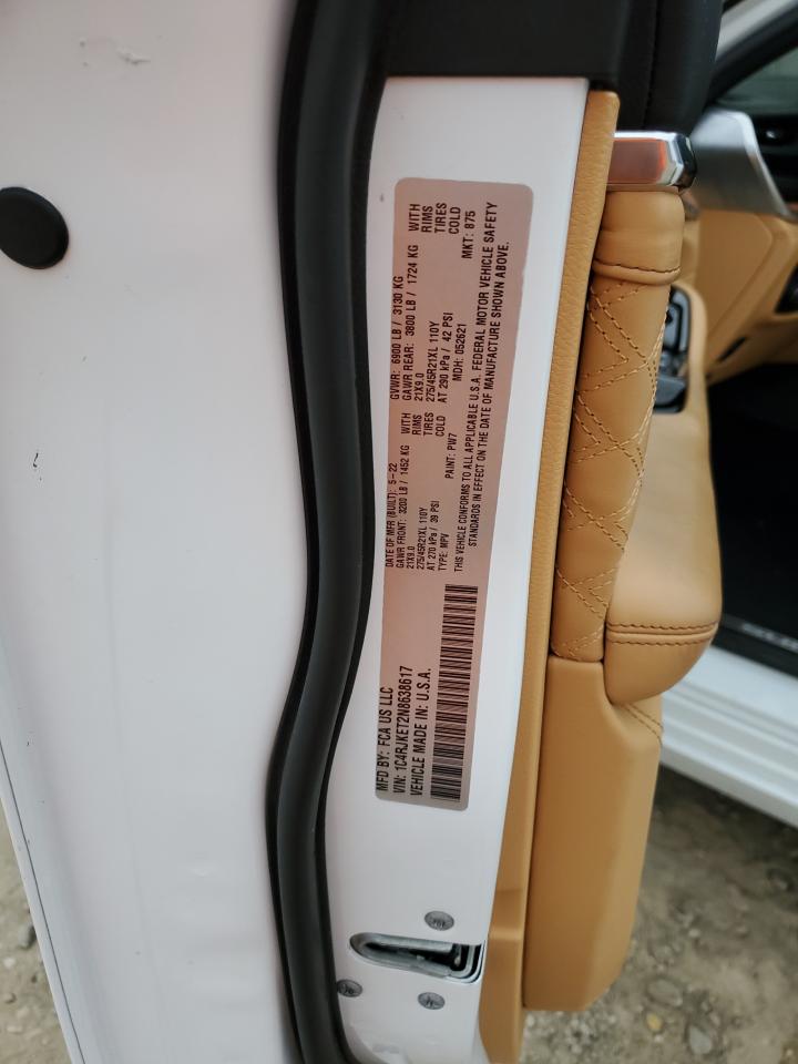 2022 JEEP GRAND CHEROKEE L SUMMIT VIN:1C4RJKET2N8638617