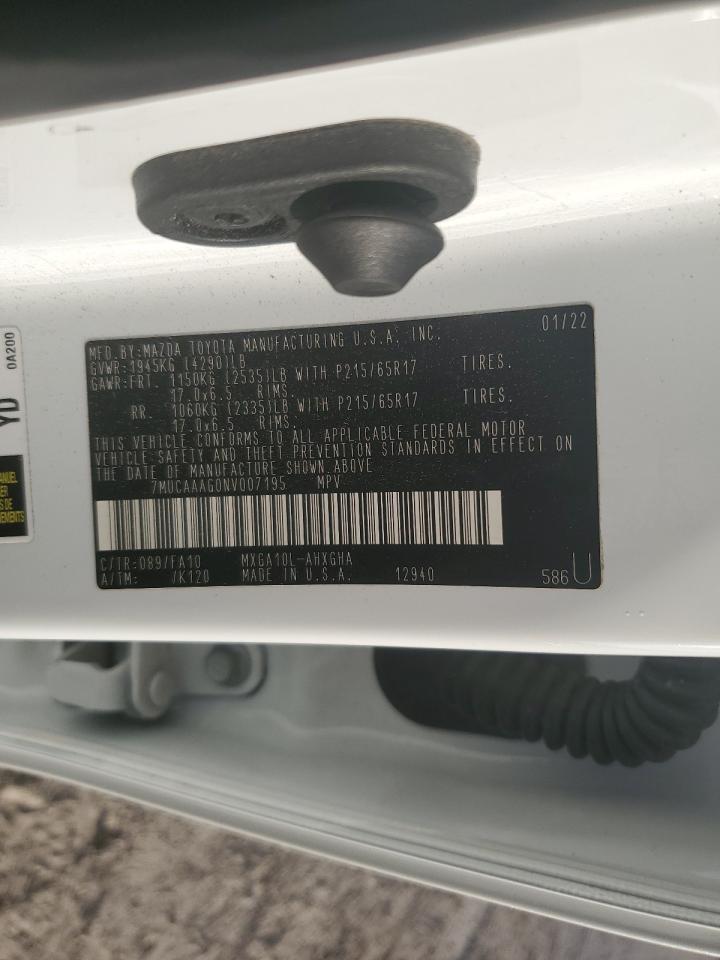 2022 TOYOTA COROLLA CROSS LE VIN:7MUCAAAG0NV007195